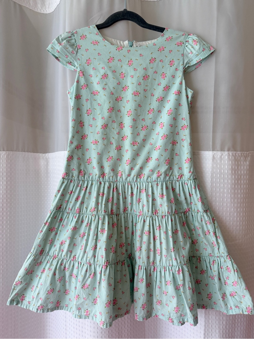 Laura Ashley Light Blue Dress with Pink Floral Print